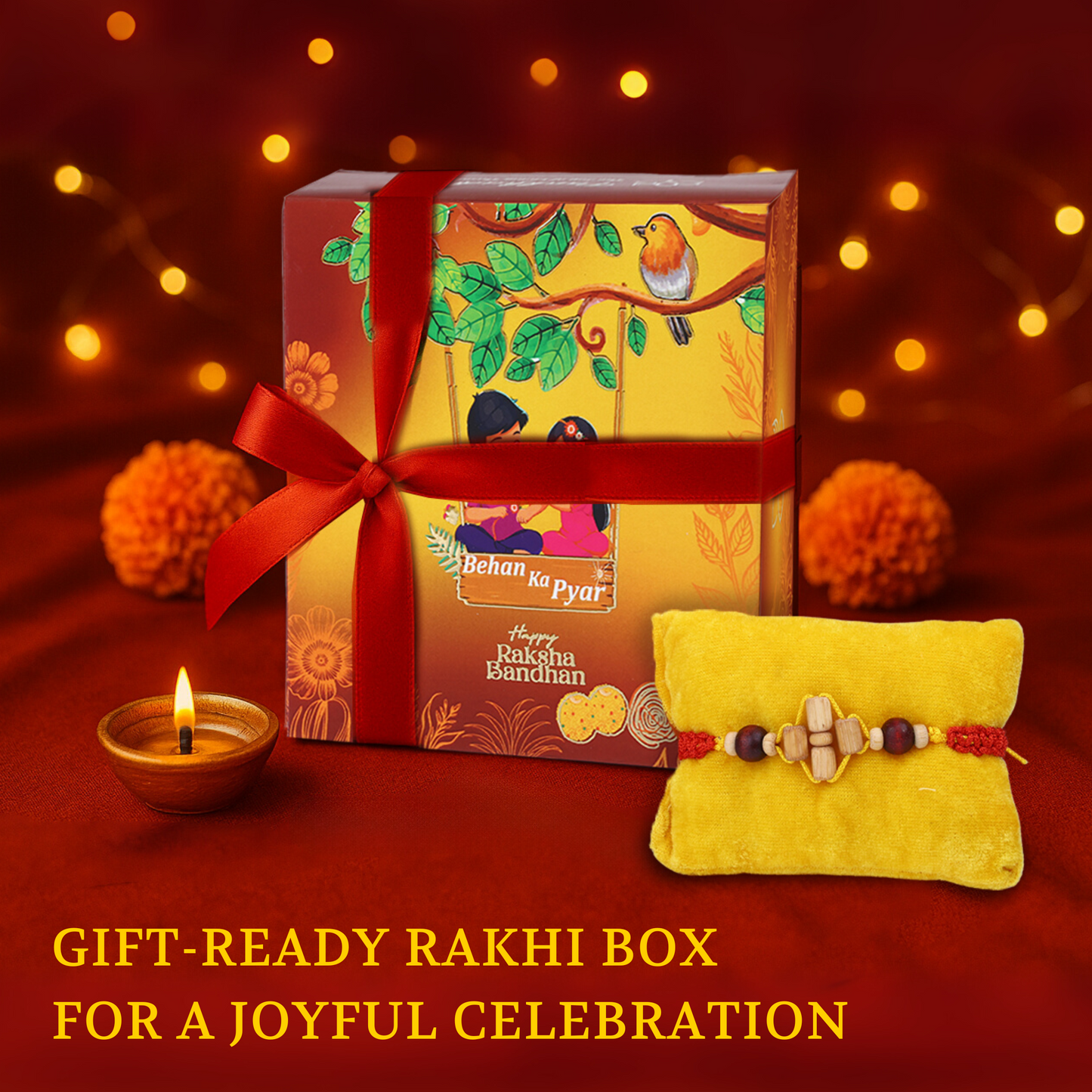 Premium Sandal-Tulsi Fragrant Rakhi for Brother – Organic Set with Roli Chawal