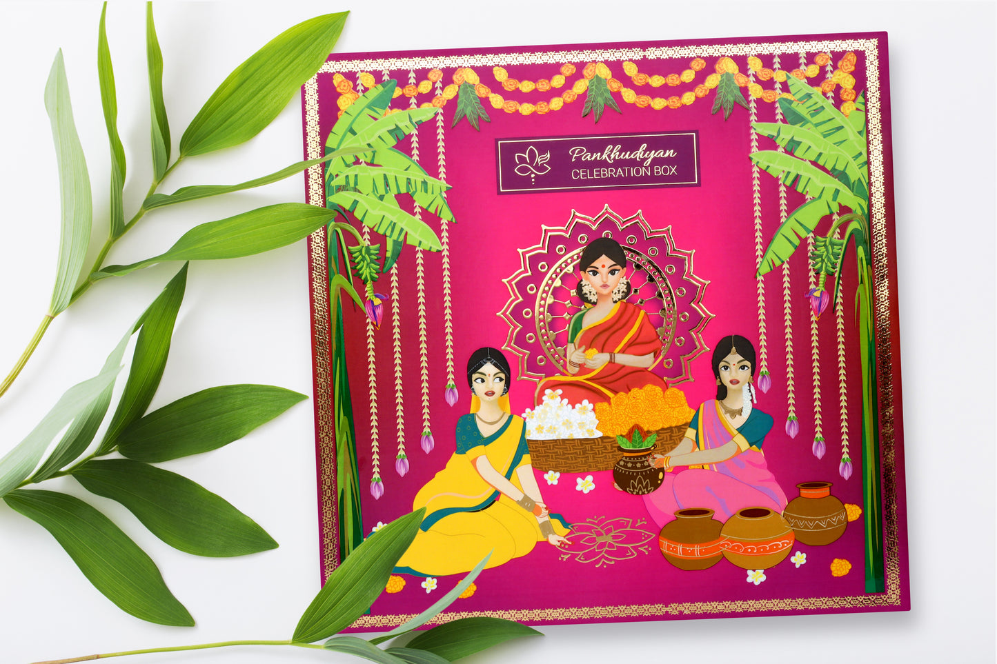 Artistic Treasure Luxury Gift Pack with Handmade Incense Cones, Sticks, Havan Kunds, Flower Rangoli Colors, Dissolvable Seed Ganpati Idol, Ceramic Diyas, and Laddoo Candles