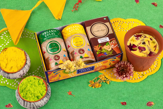 Organic Holi Gift Set with Natural Gulal & Premium Thandai Powder | Eco-Conscious Celebration Pack
