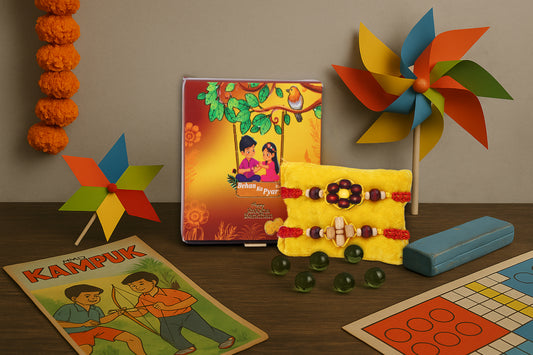 Premium Sandal-Tulsi Fragrant Rakhi for Brother & Bracelet for Bhabhi – Organic Set with Roli Chawal